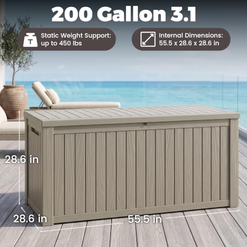 Outdoor Storage Box (Grey / 200 Gallon 3.1 XXL)
