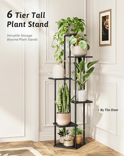 Corner Plant Stand Indoor Tall Plant Stand Black 6 Tier (Dark Brown 6 Tier)