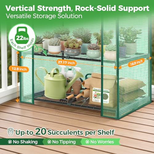 Mini Greenhouse for Indoor Outdoor (Green / 5 Tier Single Layer Roof)