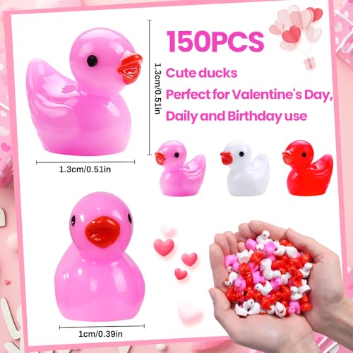 150pcs Valentines Mini Resin Ducks (150Pcs-Valentines Ducks)