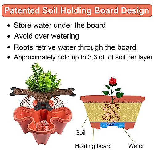 Stackable Planters 4 Tier Vertical Garden Planting Tower Planters Strawberry (2 Count)