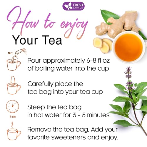 Premium 55 Ginger Tulsi Tea Bags (55 Tea Bags)