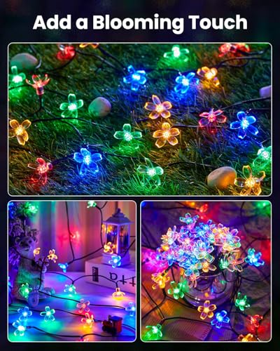 60 LED Flower Solar String Lights Outdoor Waterproof (Multicolor / 4 Pack)