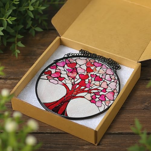 Stained Glass Window Hanging (Heart Tree)
