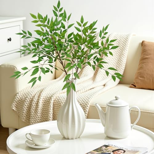 Green Nandian Artificial Plant 2PCS Faux Greenery Stems for Vase (Green Nandian-2pcs)