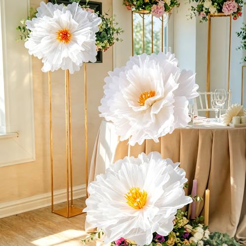 3 Pcs Giant White Silk Flowers Decoration for Wedding (Flower / White)