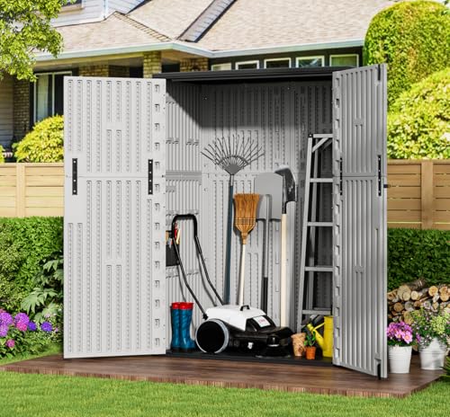 Outdoor Vertical Storage Shed (Gray)
