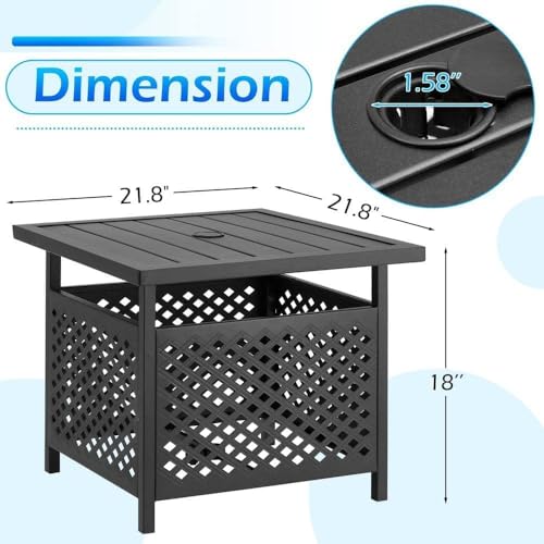 Outdoor Square Metal Small Side Table w (22"x22"(2 PCS))