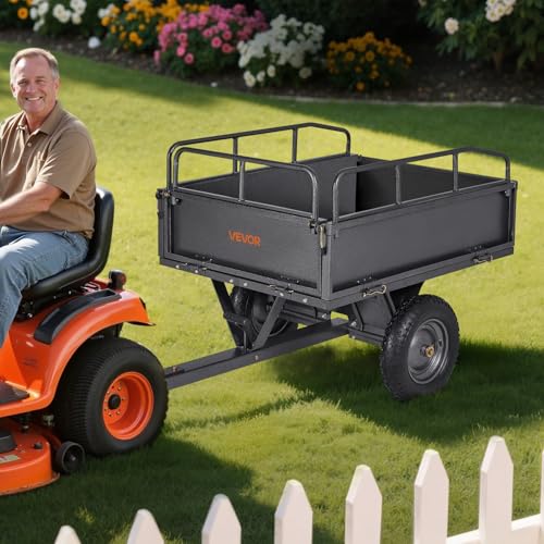 10 Cu.Ft. & 500lbs ATV Trailer Dump Cart Tow Behind (Black)