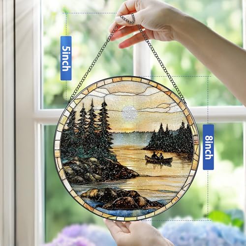 8 Inch Stained Glass Ornament (Canoe Lake Sunset)