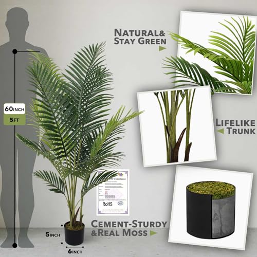5ft Artificial Palm Tree for Home Decor (Palm Tree - 2 Pack (5ft) / 5ft)