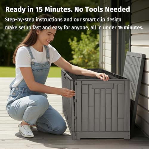 120 Gallon Outdoor Storage Box (Grey / Large 120 Gallon)
