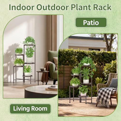 Plant Stand Indoor with 10 Inch Large Metal Tray (Classic Bronze / 5 Tier)