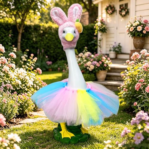 Porch Goose Statue (rabbit ear hat goose)