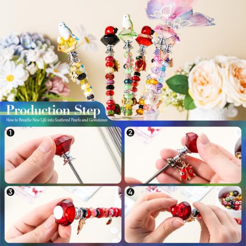264Pcs Beaded Animal Garden Stakes Fairy Wand 12in Threaded Rods (Animal)