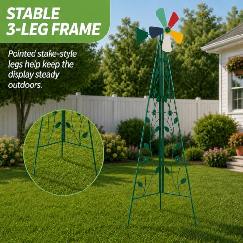 6FT Windmill for Yard Garden Decoration (Green)