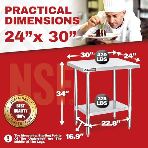 24x30 Stainless Steel Work Table (24" x 30" / Standard Table)