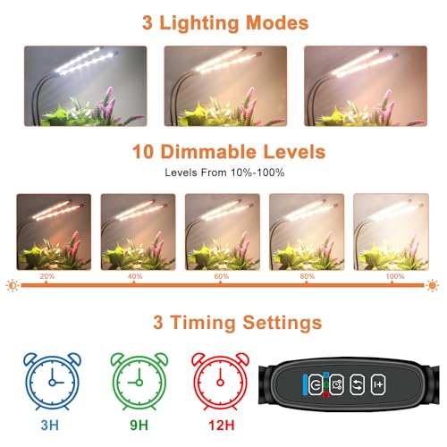Grow Lights for Indoor Plants (2 Head 2 Pack)