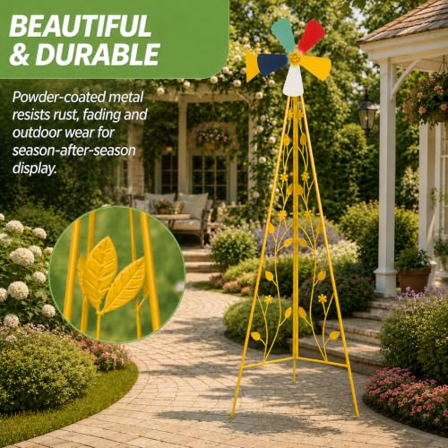 6FT Windmill for Yard Garden Decoration (Yellow)