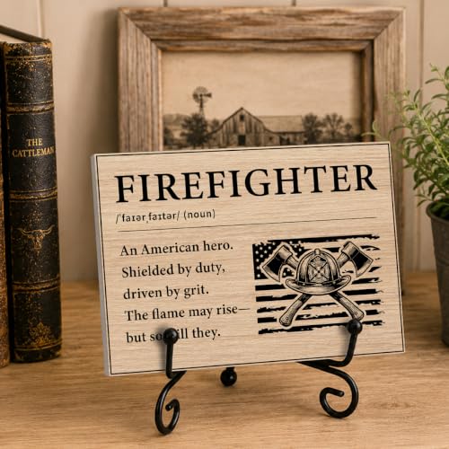 Firefighters Gift for Men Home Office Book Shelf Table Decor 5.5x7.9Inch 02 (Multicolor 1750 / Wooden sign with iron frame（5.5 x 7.9 inches）)