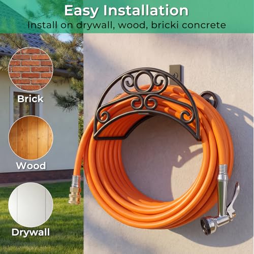 Garden Hose Holder Wall Mount (Deep Black / Standard)