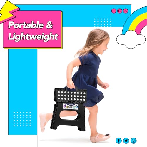 Folding Step Stool 11 inch 2 Pack (Black / 11 Inch-2 Pack)