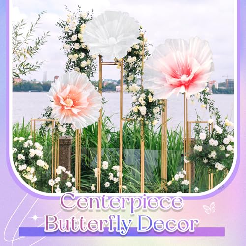 3 Pcs Giant Flowers Decorations for Wedding Backdrop (Flower / White,orange, Flesh Pink)