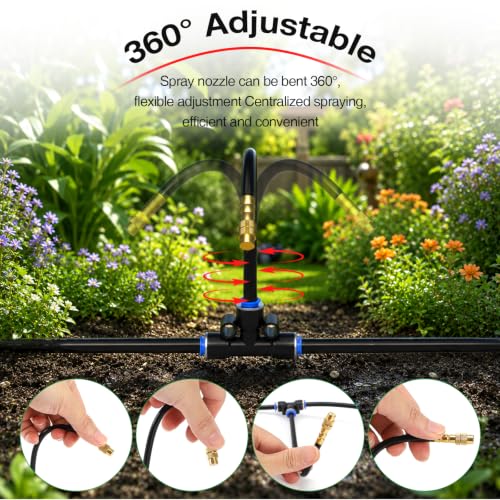 100FT Drip Irrigation System with 360° Adjustable Copper Nozzles (100FT)