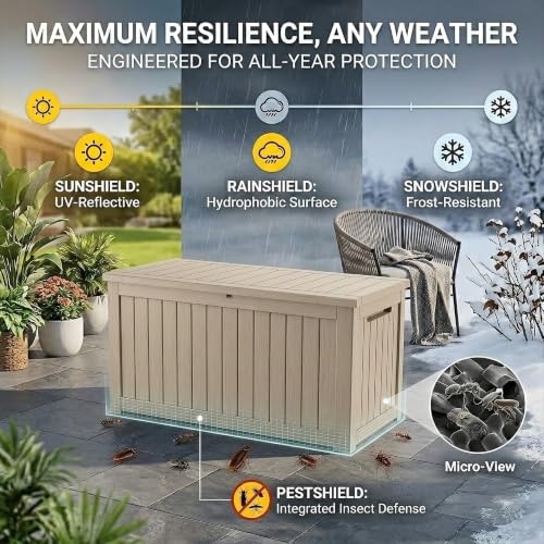 200 Gallon Deck Boxes Outdoor Waterproof (Gray / 200 GAL NEW)