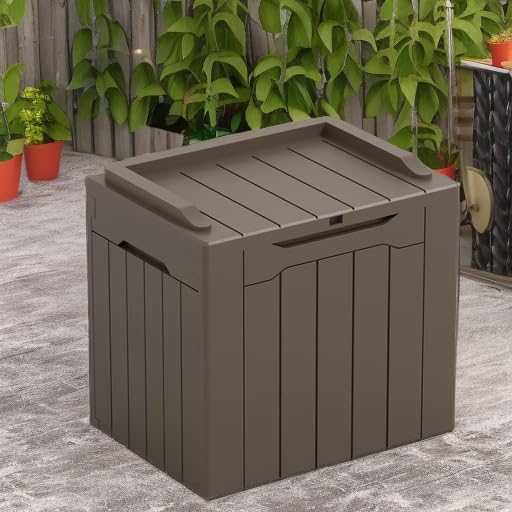 31 Gallon Resin Deck Box All Weather Outdoor Storage Boxes for Patio Furniture Set (Brown / 31 Gallon)