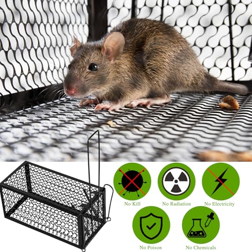 1 Pcs Rat Trap Live Animal Cage for Squirrel Chipmunk Mouse (Black)