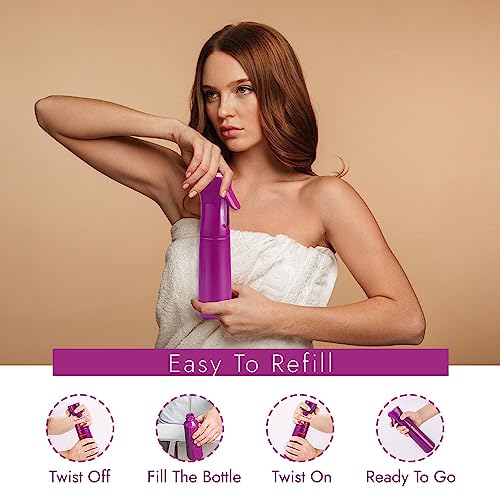 Continuous Mist Purple Spray Bottle 300ml Fine Mist for Hair (Light Purple - 10oz)