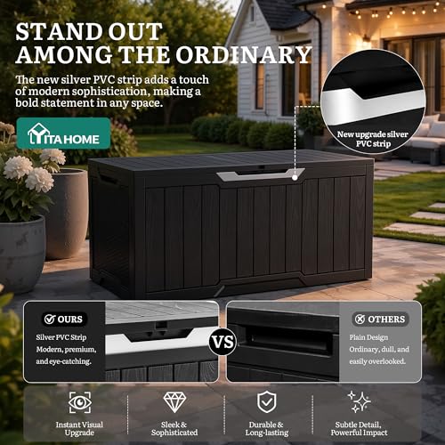 100 Gallon Large Outdoor Storage Box (Black&Sliver / 100 Gallon)
