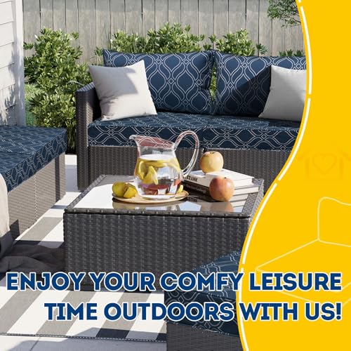 Outdoor Chair Cushions (Slate Blue Vine Trellis / 25.5"x25.5"x5" / 25.5"x13.5")