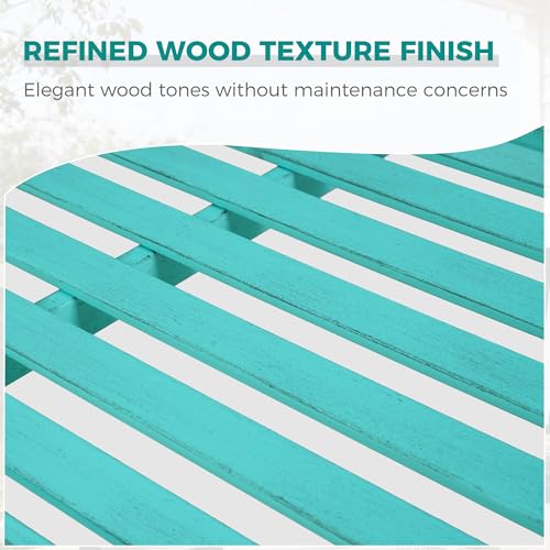 52" Farmhouse Outdoor Bench with Armrest (Turquoise Blue)
