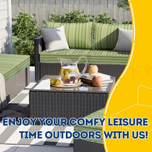 Outdoor Chair Cushions (Mossy Forest Stripe / 24"x24"x5" / 24"x13.5")