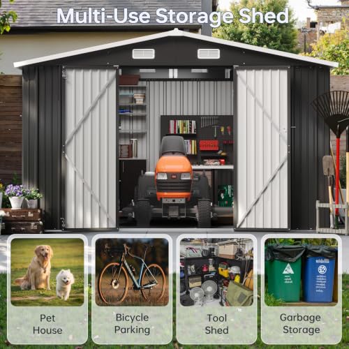 10x12FT Outdoor Storage Shed Black (Dark Black / 10' x 12')
