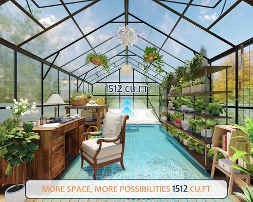 10x18x8.4 FT Polycarbonate Greenhouse with 4 Vent Windows