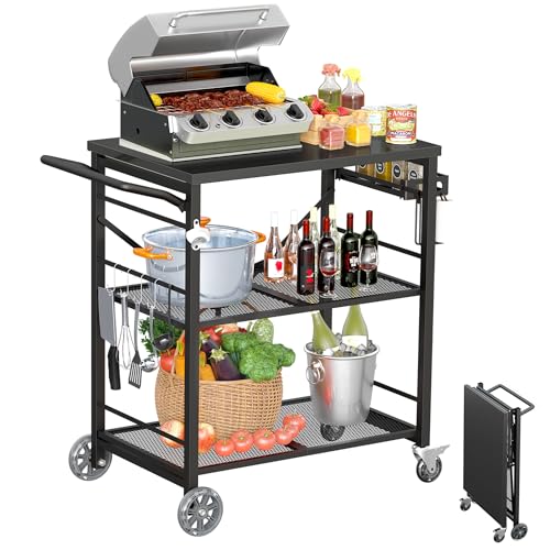 Folding Outdoor Grill Cart with Wheels