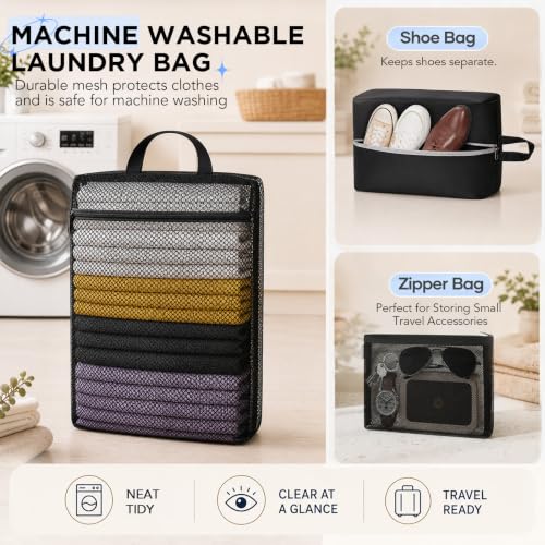 9 Set Compression Packing Cubes for Travel Essentials (Black)