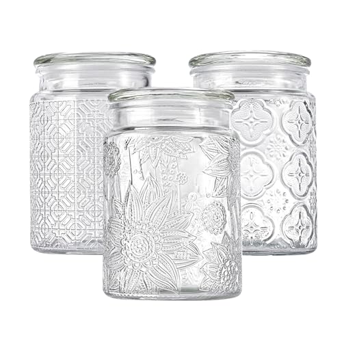 Glass Storage Containers With Lids (24oz Sunflower/Bigonia/window)