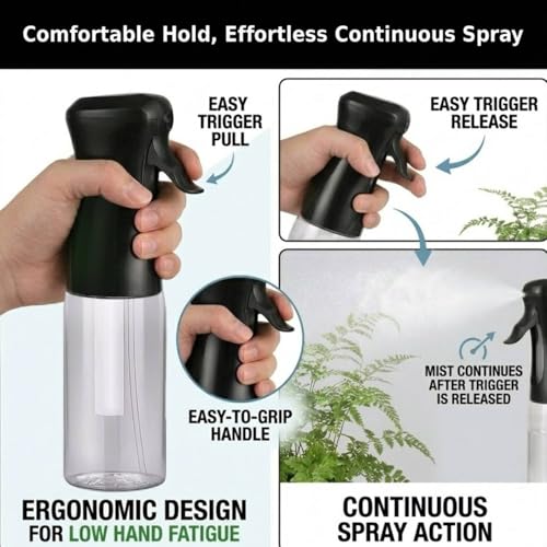 200ml Continuous Mist Spray Bottle for Hair and Skin Care 4 Pack (Variety Pack of 4)