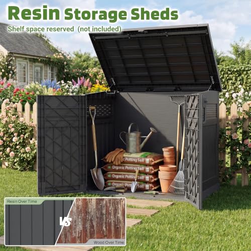Large Outdoor Storage Cabinet 51 Cu Ft with Lockable (Black / 33.8"×55.1"×48.4")