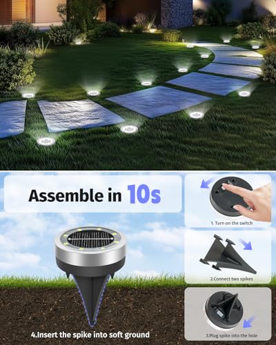 Mini Solar Ground Lights Outdoor 32 Pack Waterproof Upgraded Anti