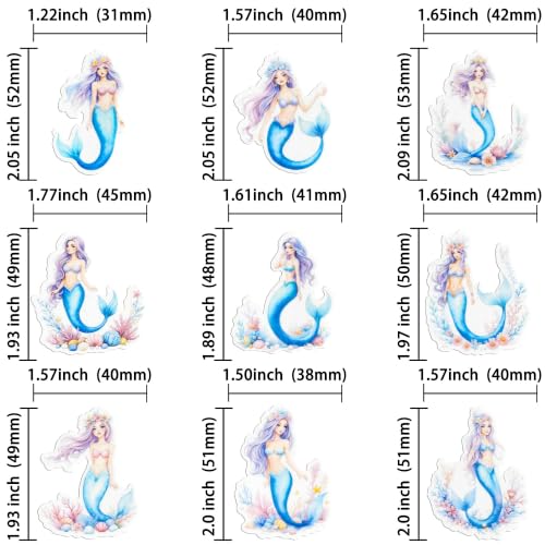 54Pcs Edible Colorful Mermaid Cupcake Toppers Mermaid Cupcake Picks for Under The Sea Party Decoration Baby Shower Girls Mermaids Birthday Ocean Theme Bridal Shower Wedding Supplies (Blue Purple)