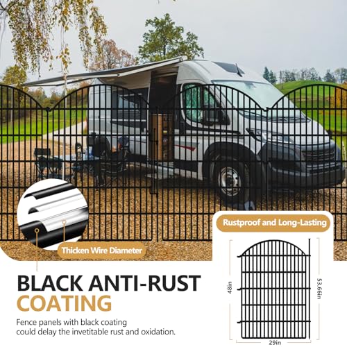 10 Panels Decorative Garden Fence with Lock (48in(H) X 24ft(L))