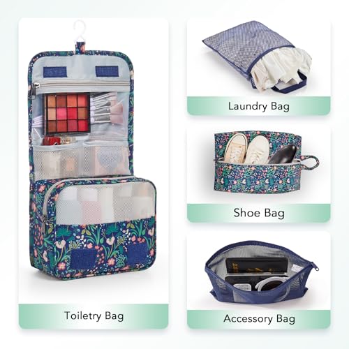 10 Set Compression Packing Cubes for Travel Essentials (Dark Blue Floral)