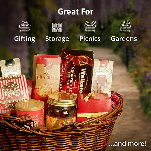 Large Wicker Basket with Handle (Large / Picnic Basket Dark Brown)