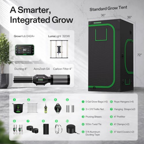 3x3 Grow Tent Kit 320W Bar Lumalight E42A+ Smart Control System (3x3)