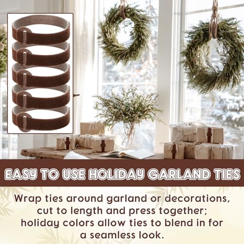 80 Pcs 16 Inch Christmas Garland Brown Adjustable Ties (Brown / 16 Inch)